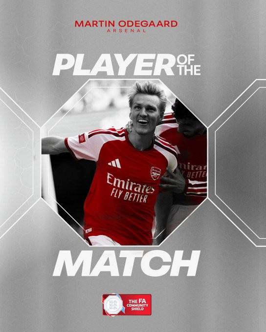 Góc Nhìn BM88: 1 bàn + 3 lần rê bóng đều thành công: Ødegaard được chọn cầu thủ hay nhất chung kết Community Shield